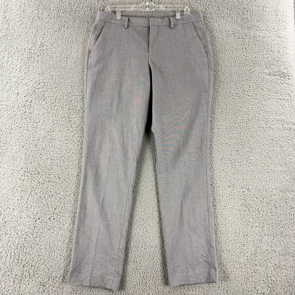 Sandro Dress Pants Mens 42 Gray Slim Fit Flat Front Micro Pattern Trousers